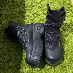 black platform boots
